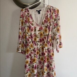 Forever 21 Floral Mini Dress - Pink and Yellow